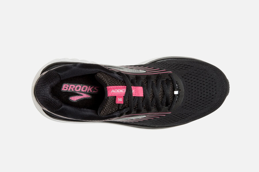 Brooks Addiction 14 Road Running Shoes Womens Black/Pink/Silver 217398-KIL